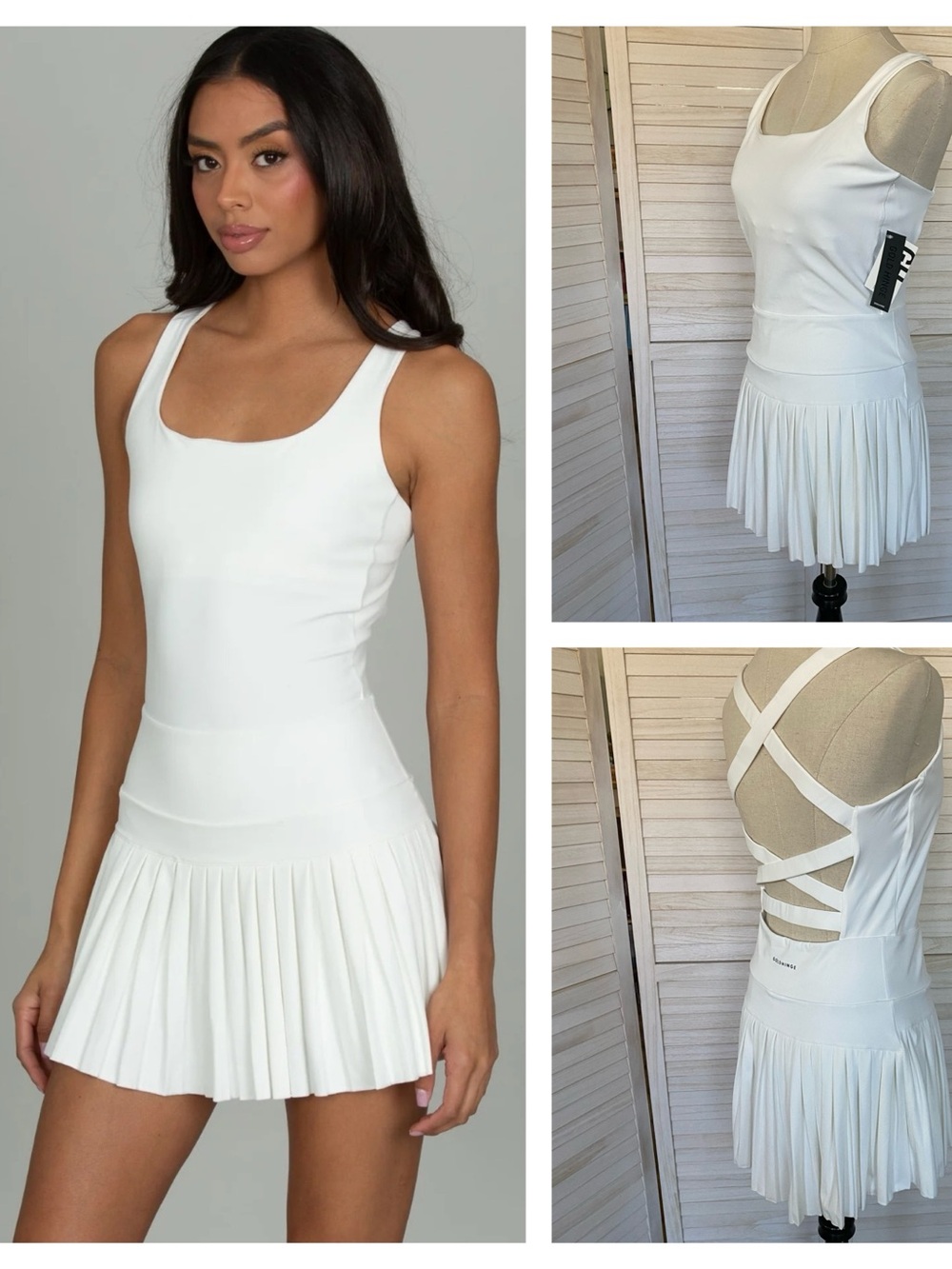 GoldHinge Athletic Activewear  Pleated Criss Cross Back Dress /Skort SZ L NWT